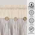 thumbnail image 3 of Alishomtll Stripe Kitchen Curtains 8 Button Linen Cotton Window Curtains Sets 24 Inches Long ,Rod Pocket ,Brown, 3 of 8