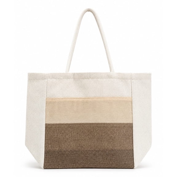 AmoghK Women's Polyester Jute Tote Shoulder Handbag, Beige