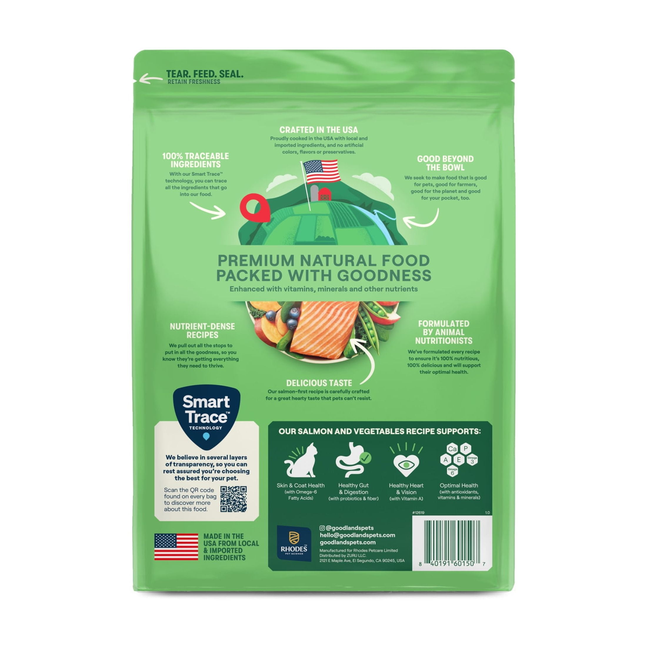 Goodlands Salmon & Vegetables Flavor, Dry Adult Cat Food with Probiotics, 3.15 lb Bag