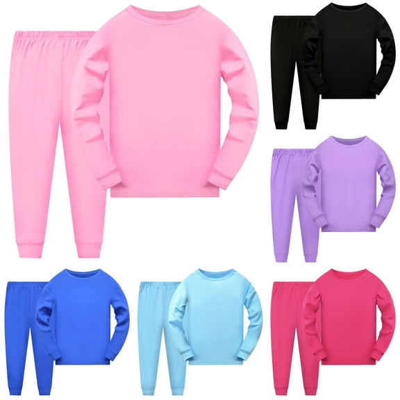 Toddler Boys Girls Long Sleeve Solid Prints T Shirt Tops Long Pants Outfits 6 Piece Set 6-7 Years