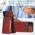 thumbnail image 4 of Compatible with iPhone 11 Case Wallet with Credit Card Holder, Premium PU Leather Magnetic Clasp Kickstand Heavy Duty Protective Shock Absorbing Phone Cover for iPhone 11, Brown, 4 of 7
