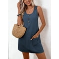 thumbnail image 4 of DOKOTOO Women's Sleeveless A-Line Tank Dress with Buttons Patch Pockets for Daily Casual Wear Mini Dresses, 4 of 7