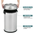 thumbnail image 5 of 65L/17Gal Open Top Trash Can, Commercial Grade Heavy Duty Brushed Stainless Steel Outdoor Trash Can, Large Kitchen Trash Can, Round, 5 of 9