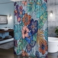 thumbnail image 6 of Retro Flowers Shower Curtain, Blue Brown Flower Green Leaf Bohemian Abstract Waterproof Shower Curtain Set with 12 Hooks Lightweight Bath Curtains Fabric Bathroom Decor 72x84 Inches, 6 of 9