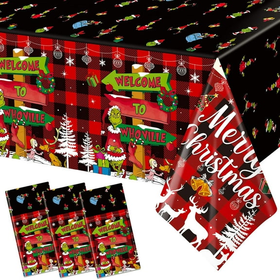 3Pcs Christmas Party Supplies, Tableware Set Tablecloth Christmas Decorations, Tableware for Home Party Decorations, Happy Holidays Ornaments