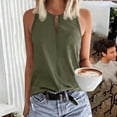 thumbnail image 2 of Tank Top For Women, Summer Fashion Casual Round Neck Loose Casual Solid Color Sleeveless T Shirt For Women Green, 2 of 7