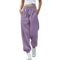 thumbnail image 2 of Women Sweatpants High Waisted Baggy Sweatpants Joggers Sport Active Workout Jogger Pants with Pockets Purple M, 2 of 7