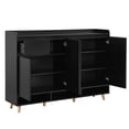 thumbnail image 6 of MAYEERTY Sleek and Contemporary Shoe Cabinet with Adjustable Shelves, Minimalist Home Organizer with Solid Wood Legs, Storage Sideboard for Entryway, Living Room, Black, 6 of 21