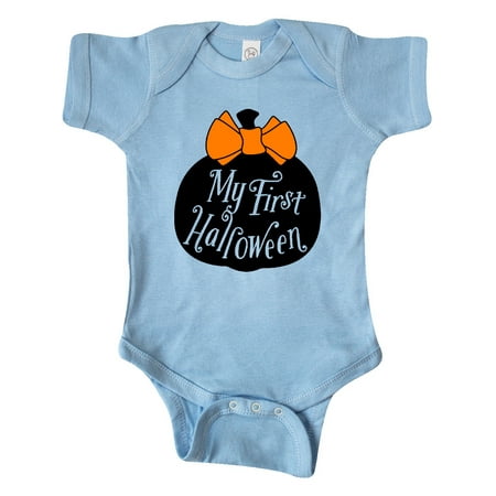 

Inktastic My 1st Halloween with Pumpkin and Orange Bow Gift Baby Boy or Baby Girl Bodysuit
