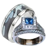 his hers blue and clear stone wedding ring set mens blue camouflage band - Wedding Rings Sets His And Hers his hers blue and clear stone wedding ring set mens blue camouflage band - Wedding Rings Sets His And Hers