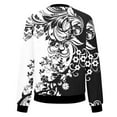 thumbnail image 5 of Feancey Zip up Bomber Jacket Women Long Sleeve Collarless Lightweihgt Jackets Dressy Casual Floral Print Varsity Jacket Thin Outerwear with Pockets White XXL, 5 of 5