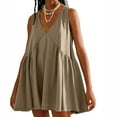 thumbnail image 1 of Robe pour Femmes, Coupe Ample Décontractée Sans Manches Col en V, Robe d'Été Plissée en Polyester Facile d'Entretien pour Usage Quotidien, 1 of 7