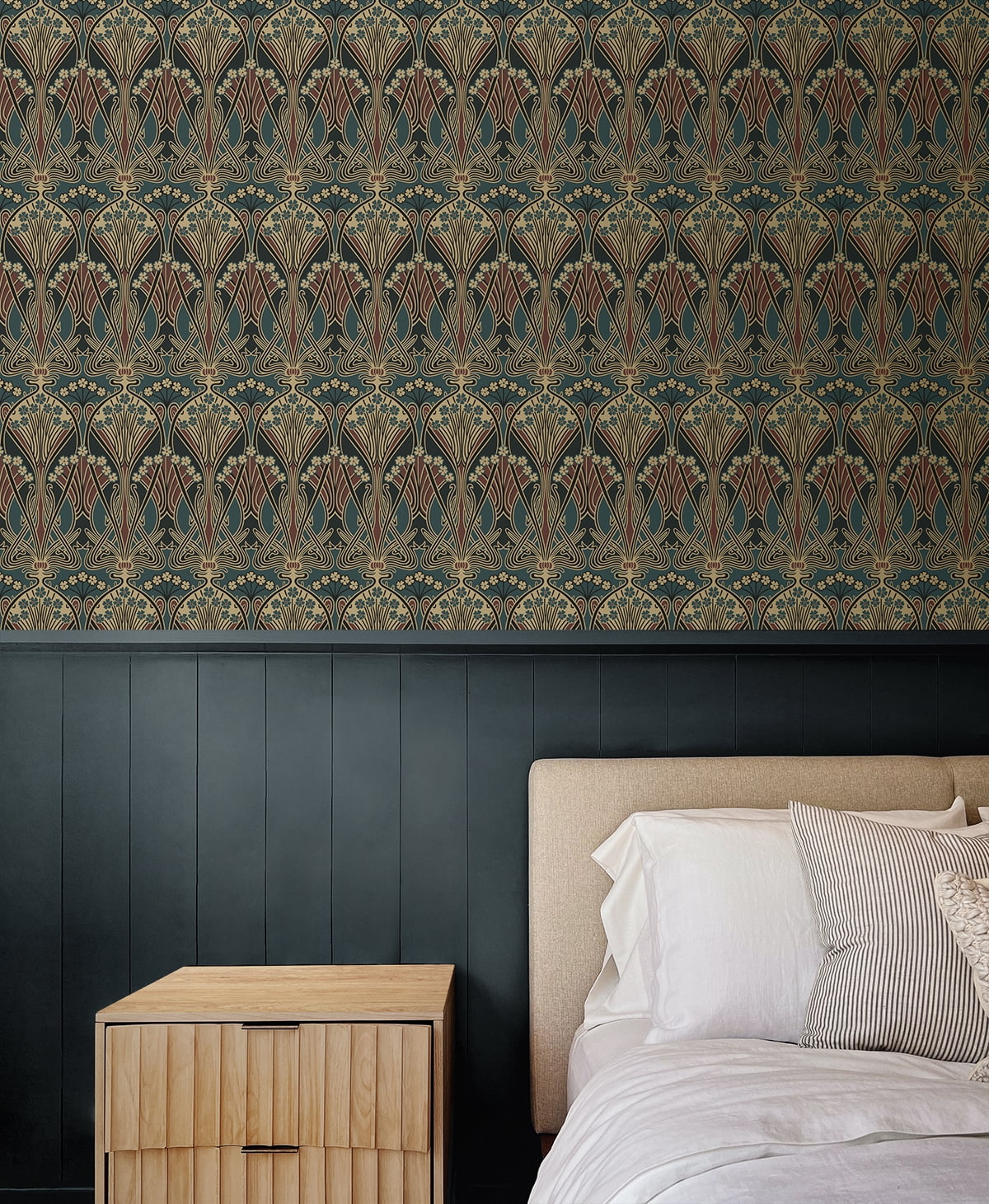 NextWall Aegean Blue & Clay Deco Dragonfly Peel and Stick Wallpaper