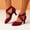Red, variant on Womens Ballroom Latin Suede Dance Shoes, Tango Waltz Closed Toe Party Dance Shoes, Sandals with Heel for Professional Social Dancing