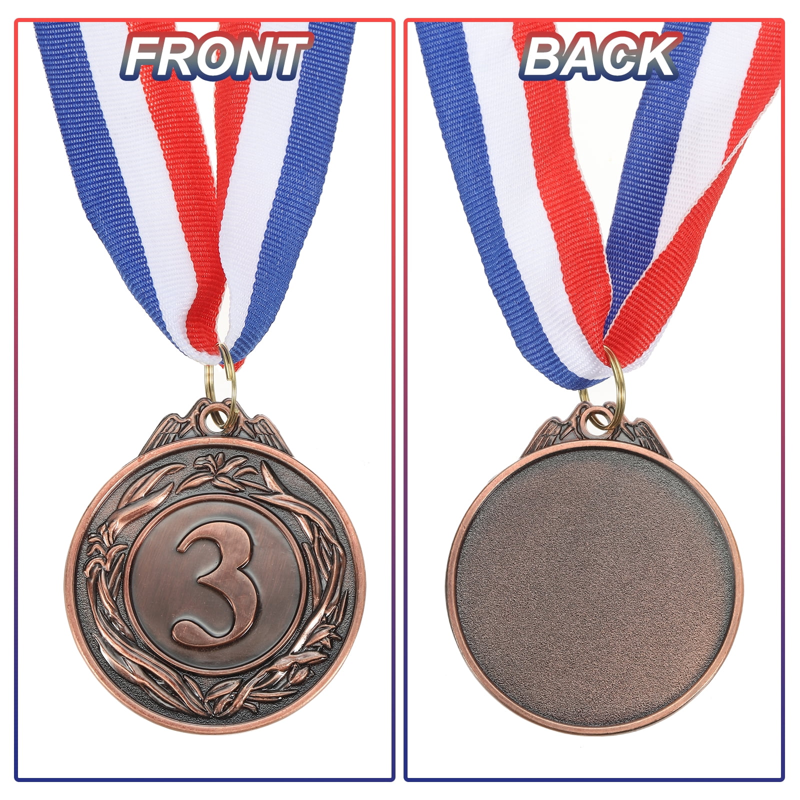 Uxcell Award Metal, Winner Award Medals Prize with Neck Ribbons Red White Blue Bronze