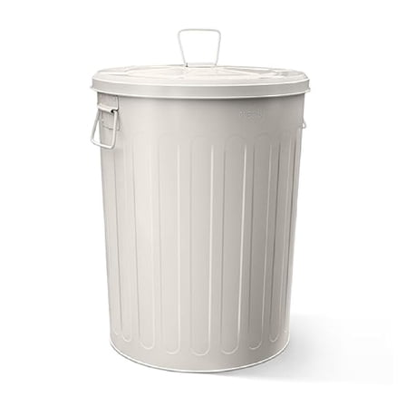 Galvanized Steel Round Trash Can with Lid Powder Coated Metal - 20 Gallon, Beige