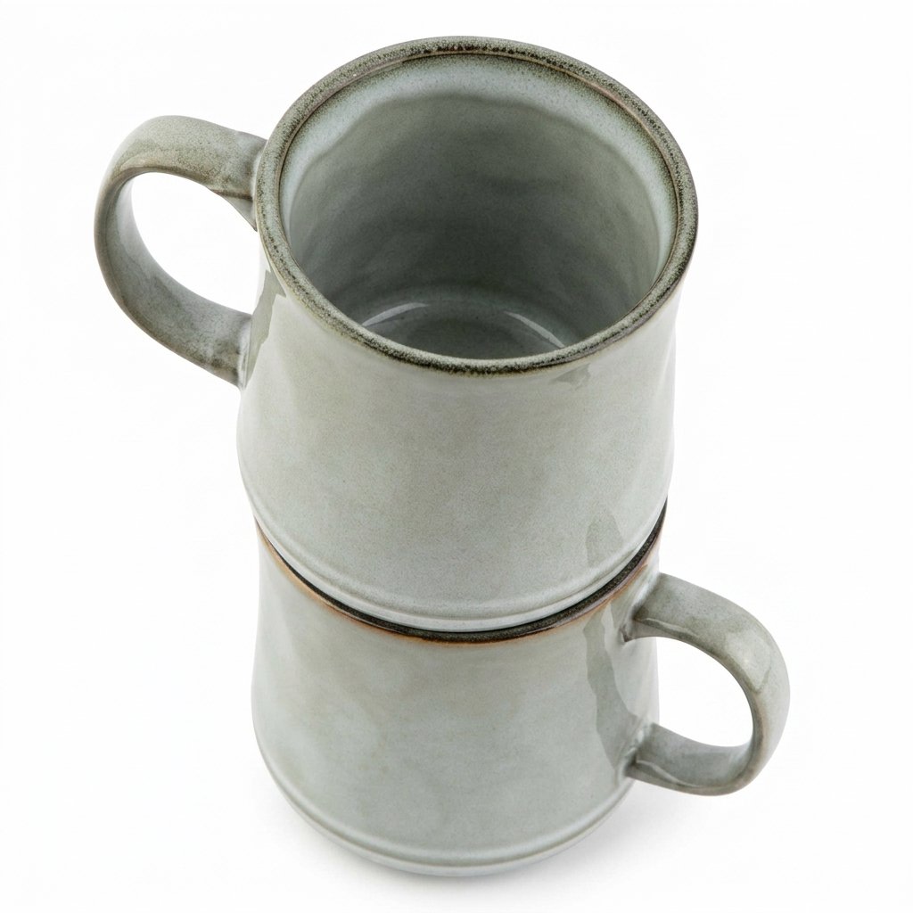 Glazed Coffee Mugs Ceramicwave & Dishwasher Safe 13 Oz Java/slate Circled Set Of 2