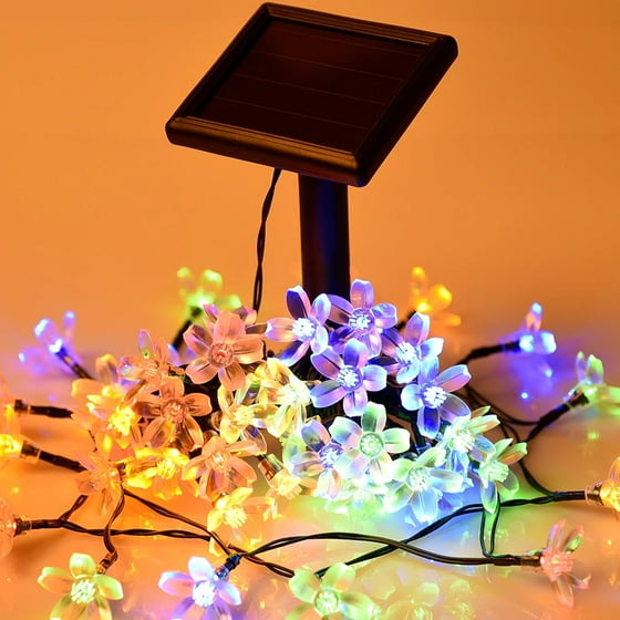 solar outdoor string lights waterproof multi color 50 led string lights for bedroom walmart