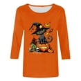 thumbnail image 4 of VKOYWKM Halloween Shirts for Women Black Cat Graphic T Shirts 3/4 Length Sleeve Halloween Tops Party Round Neck Tunic Shirt Top, 4 of 5