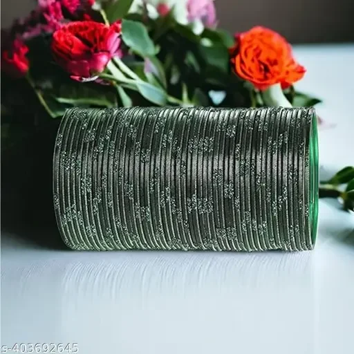Handmade Dark Green Color New 36 PCS Metal bangle bracelet For Girls Made In India High Quality Metal Bangles Set For Girls And Women