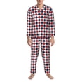 thumbnail image 3 of Sikiie Blue And Red Diamond Print Mens Pajama Set, Soft Warm Long Sleeve Sleepwear, Cozy Button-Down Pjs for Men-X-Large, 3 of 7