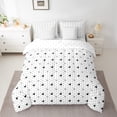 thumbnail image 2 of jejeloiu Cute Loves Pattern 7-Piece Bedding Comforter Set,Kawaii Polka Dots King Bedding Sets,White Black Heart Print Bed Sheets For Girls Kids,Super Cozy Room Decor Reversible, 2 of 8