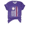 thumbnail image 2 of Hauts d'Été pour Femmes, 2024 Blouses Décontractées Chic pour l'Entraînement T-Shirts T-Shirts de Baseball pour Femmes à Imprimé Col Rond Multicolore Multi Tailles Été Manches Courtes Violet, 2 of 3