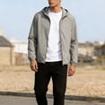 thumbnail image 4 of Men's UPF 50+ Sun Protection Hooded Shirt with Integrated Face Cover Long Sleeve Lightweight Rash Guard Shirts Going Out Tops Casual Blouses 2026 Summer Vacation Beach Outfits, 4 of 9