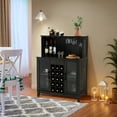 thumbnail image 2 of Costway 2-Door Buffet Bar Cabinet Kitchen Storage Sideboard Wine Rack Glass Holder Black, 2 of 10