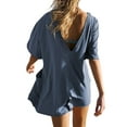 thumbnail image 5 of SLADYGLO Women Crew Neck Half Sleeve Multi Pockets V Back Rompers, 5 of 6