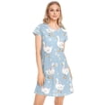 thumbnail image 5 of Women's Sleep Dress Nightgown with Short Sleeves Small Geese and Daisies Sleepwear Sizes S-2X, 5 of 6