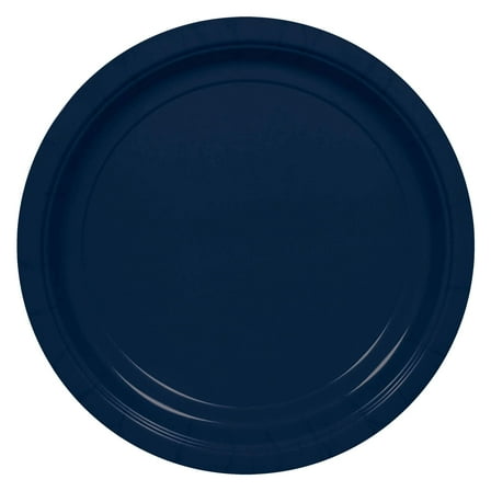 True Navy 6 3/4" Disposable Round Paper Plates Party Pack- 50 pcs.