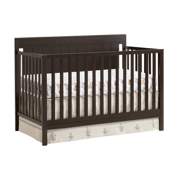 Oxford Baby Lazio 4in1 Convertible Crib, Espresso Brown, GREENGUARD Gold Certified, Wooden