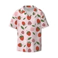 thumbnail image 4 of Uemuo Floral Strawberr Pattern Cotton Linen Short Sleeve Shirts,Casual Lightweight Button Down Shirts,Vacation Beach Summer Tops-X-Large, 4 of 7