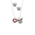 thumbnail image 2 of Delight Jewelry Silvertone Open Heart with Red Crystal Border Silver tone Guardian Angel Charm Necklace and Stud Earrings, 2 of 4