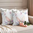 thumbnail image 2 of Easter Pillow Covers 2 Pack Watercolor Pink Blue Egg Branch Spring Pink White Floral Rabbit Ears Pillowcase Waterproof Outdoor Throw Pillow Cover for Patio Garden Square Cushion 26”x26”, 2 of 9
