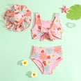 thumbnail image 4 of Summer Toddler Girls Sleeveless Floral Prints Tops Shorts Hat Double Sided Swimwear Girls Swim Suit Size 6x Teen Girls Swimwear Two Piece Girls Clothes 7 14 Swimsuit Girl 12 Guard Swimwear Girl, 4 of 8