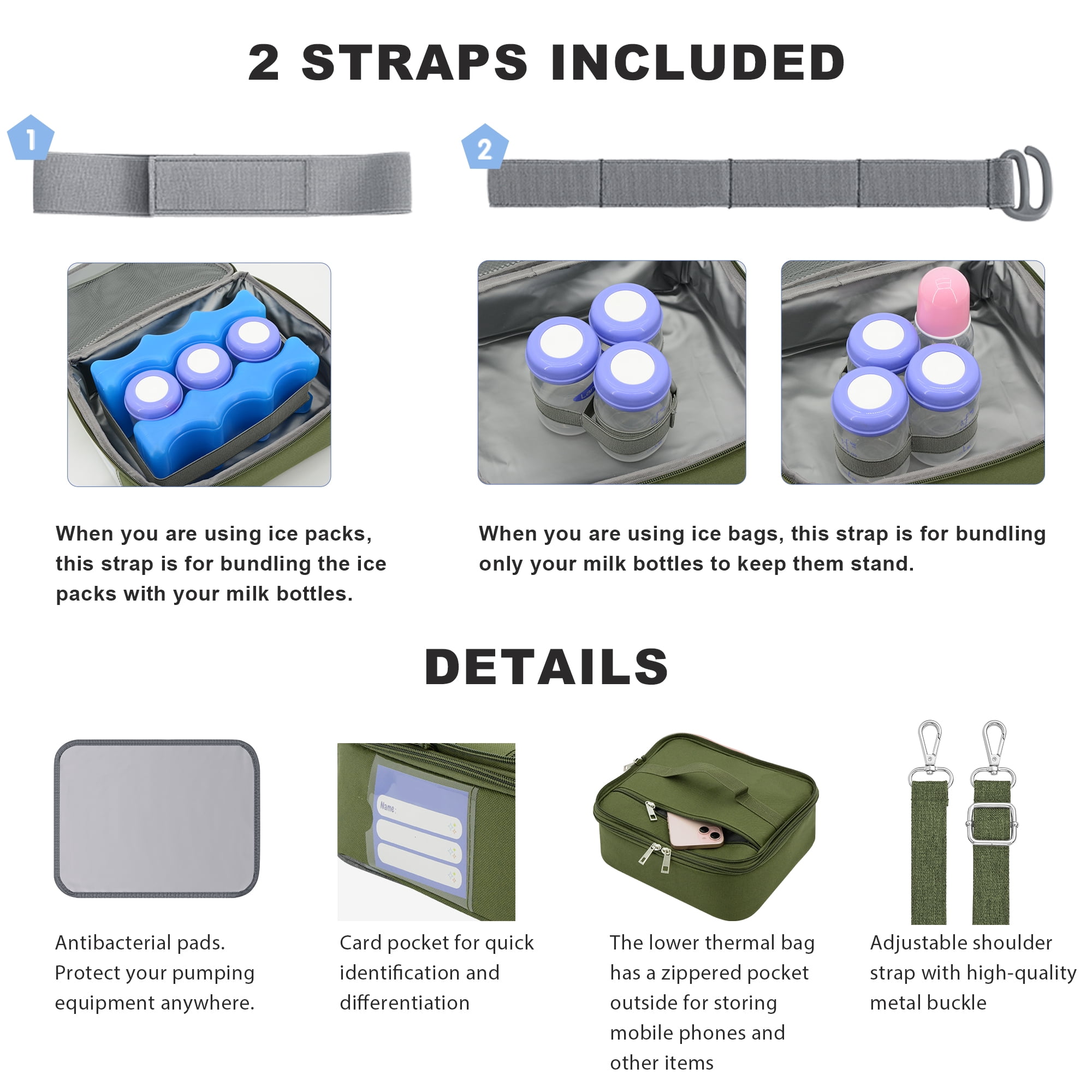 Breast Pump Bag, Wearable Breast  Pump Backpack with Pockets for Working Mom, Green