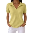 thumbnail image 2 of Inglocry Women's Waffle Polos Golf Shirts Short Sleeve V Neck T-Shirt Summer Casual Tennis Work Athletic Tops Yellow M, 2 of 4