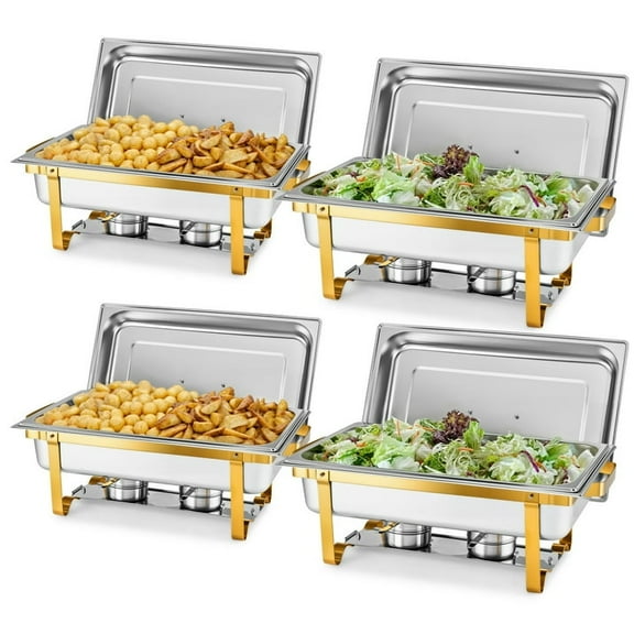 Chafing Dish Buffet Set 9 QT Stainless Steel Food Warmers for Parties Banquets,4 Pack Full Size