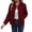 Wine, variant on IUYRTFE Women's Stand Collar Snap Button Bomber Jacket Long Sleeve Casual Winter Coat with Pockets