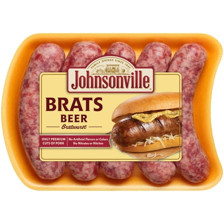 Johnsonville Brats Beer Pork Bratwurst Links, 19 oz (5 Count) Refrigerated