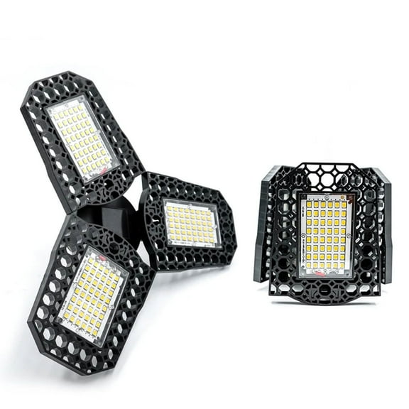 LED garage lamp folding three -leaf light high -gloss work lamp deformation lighting lighting angle workshop bulb 110V E27 60W Warm White