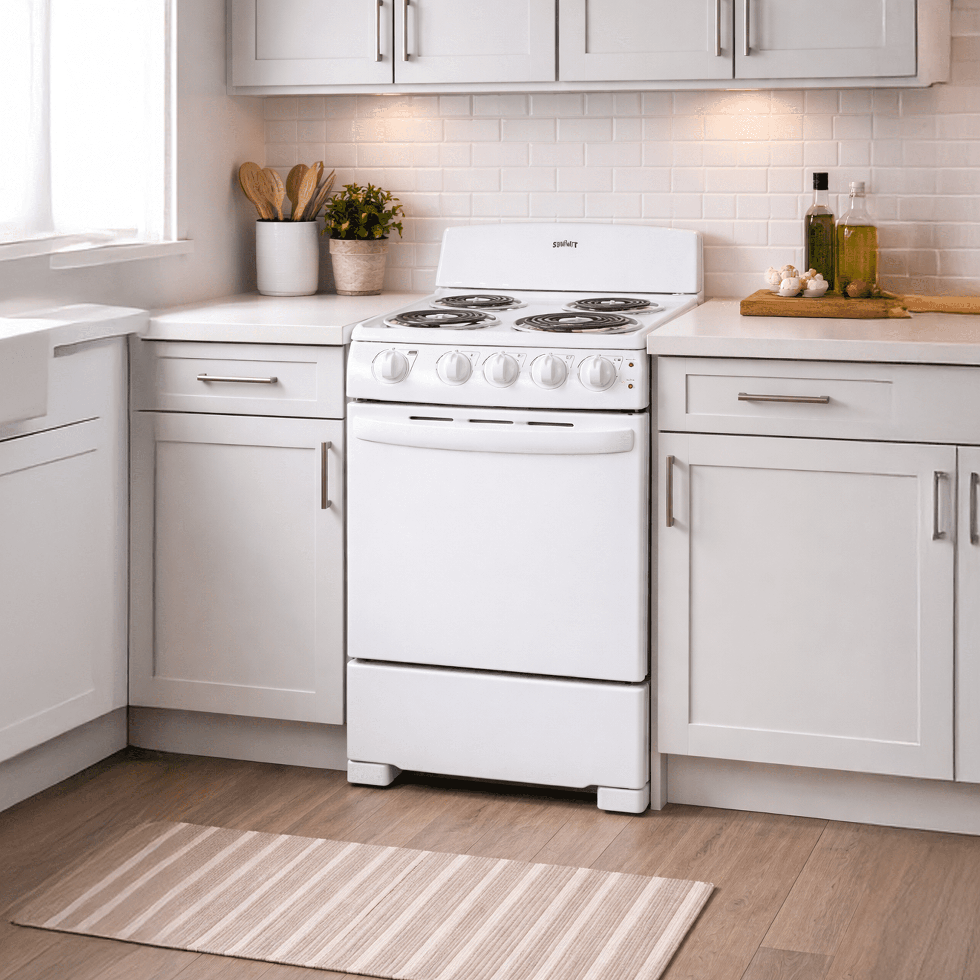 Summit 20 Inch Freestanding Electric Range, Coil Burners, White - RE203W