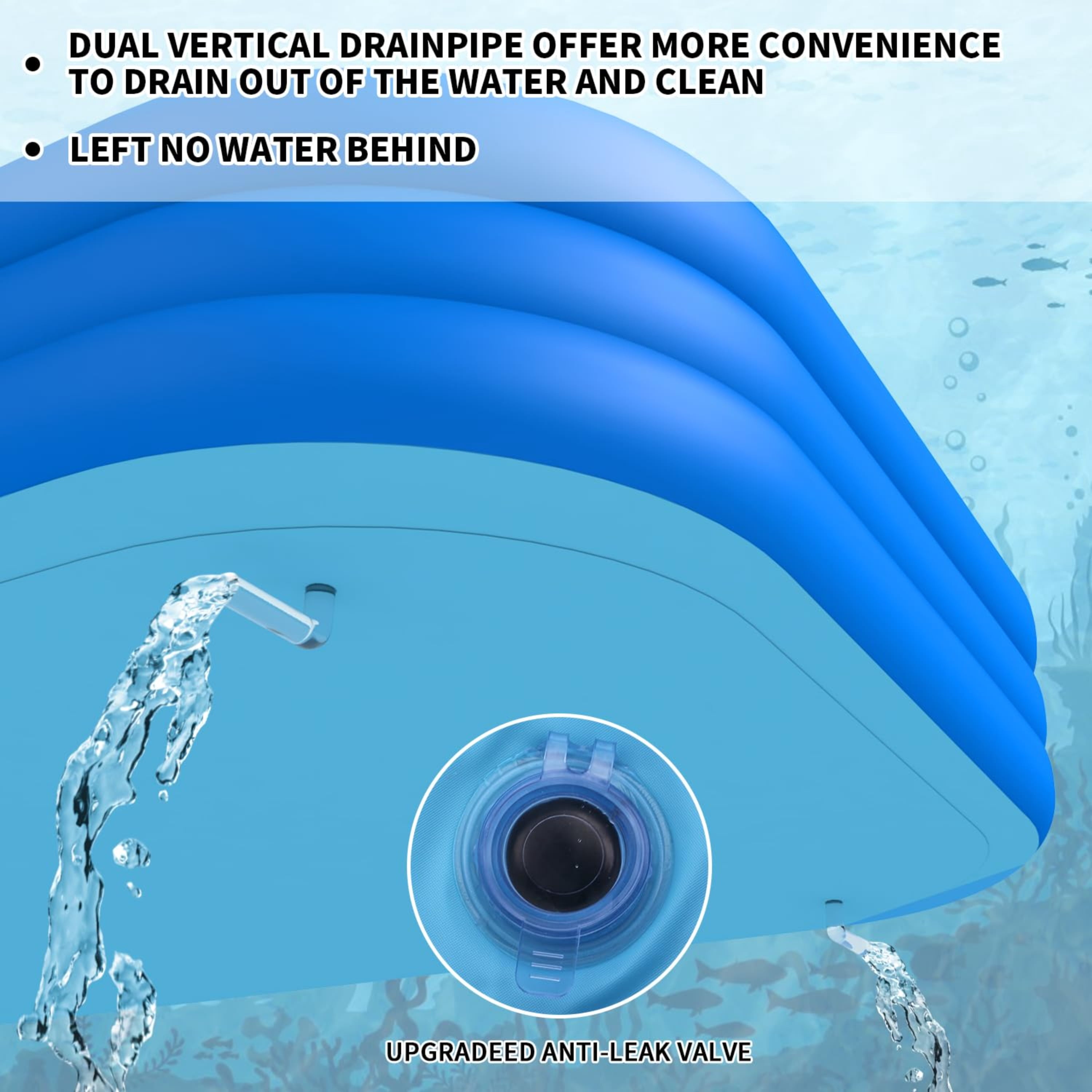 JXXRZ 71"x49"x24" Inflatable PVC Rectangle Swimming Pool for Adults/Kids, Indoor & Outdoor Foldable Pool with Sturdy Mesh & Quick Drain