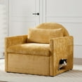 thumbnail image 3 of DEALTOPS Pet Friendly Accent Chair with Cat Hideaway, Modern Chenille Upholstered Armchair with Pillow, Yellow, 3 of 7