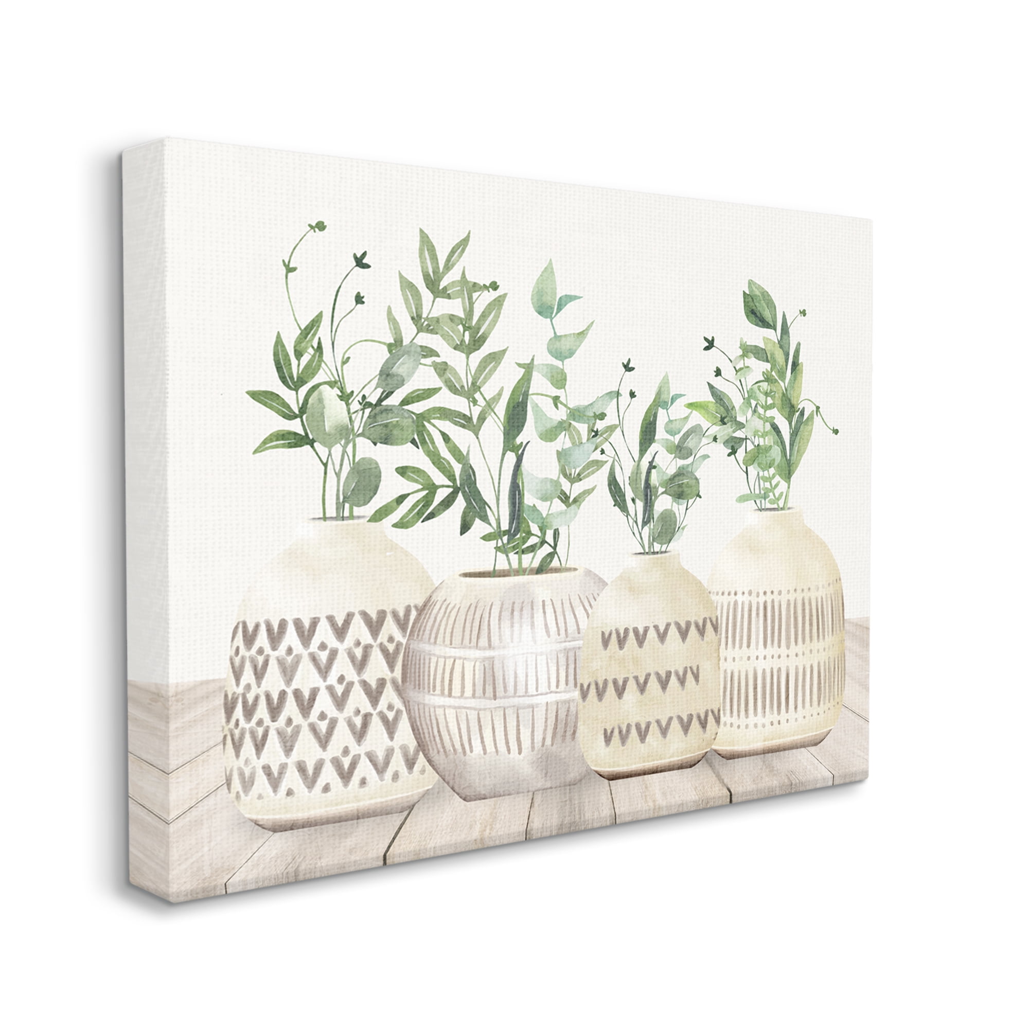 Stupell Industries Herbs in Pottery Still Life Botanical & Floral Painting Gallery Wrapped Canvas Art Print Wall Art, 48 x 36