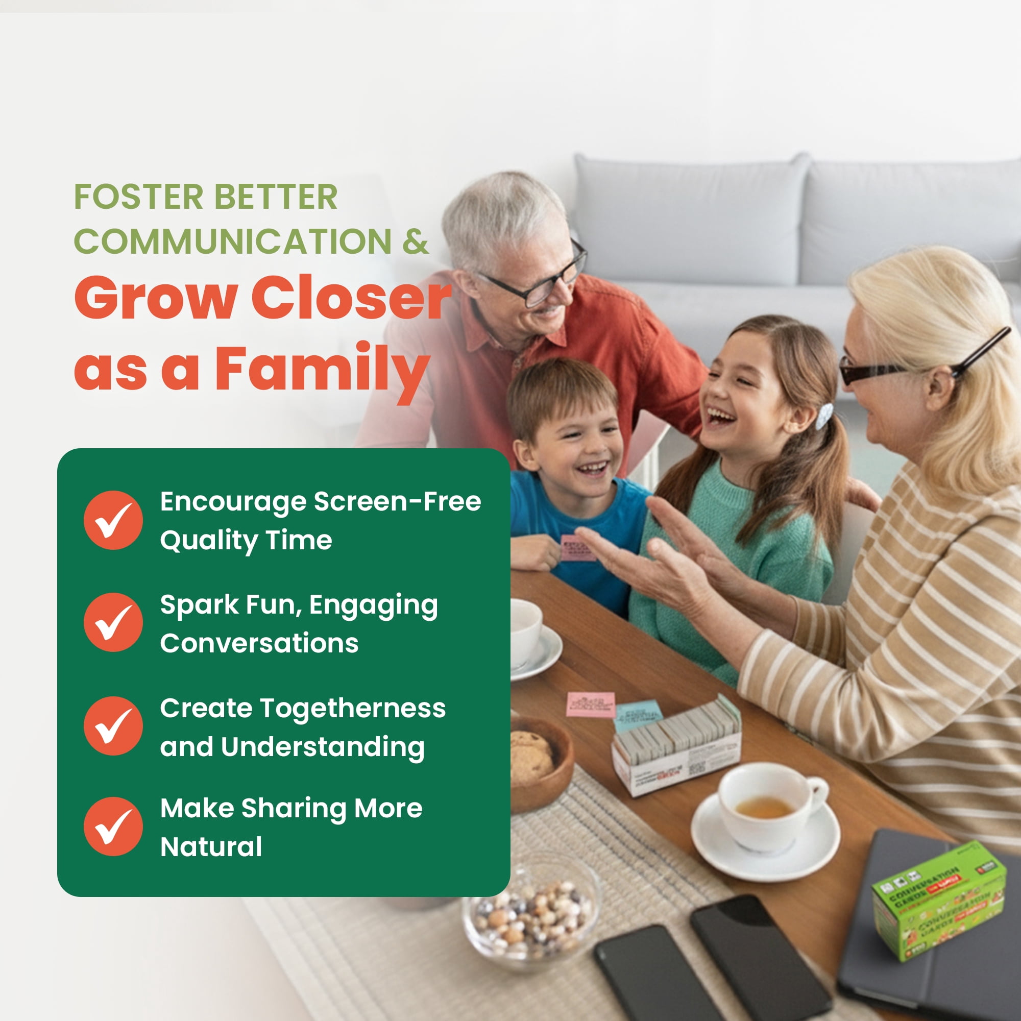 600 Conversation Cards for Families – Fun Conversation Starters Card Game for Adults and Families – Road Trip Must Have Travel Game to Get to Know Your Family - Kids Dinner Time