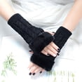 thumbnail image 3 of Guantes suaves de otoño jinwen para mujer Guantes sin dedos a prueba de viento Negro Guantes cálidos sin dedos, 3 of 7