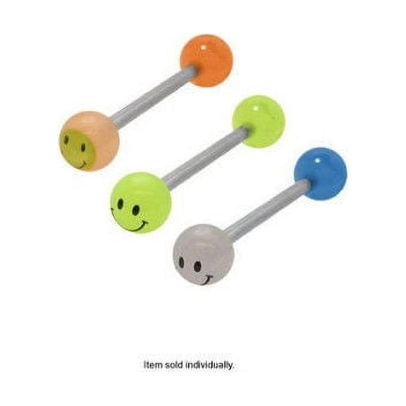Tongue Ring Glow in the Dark Smiley Face Straight Barbell